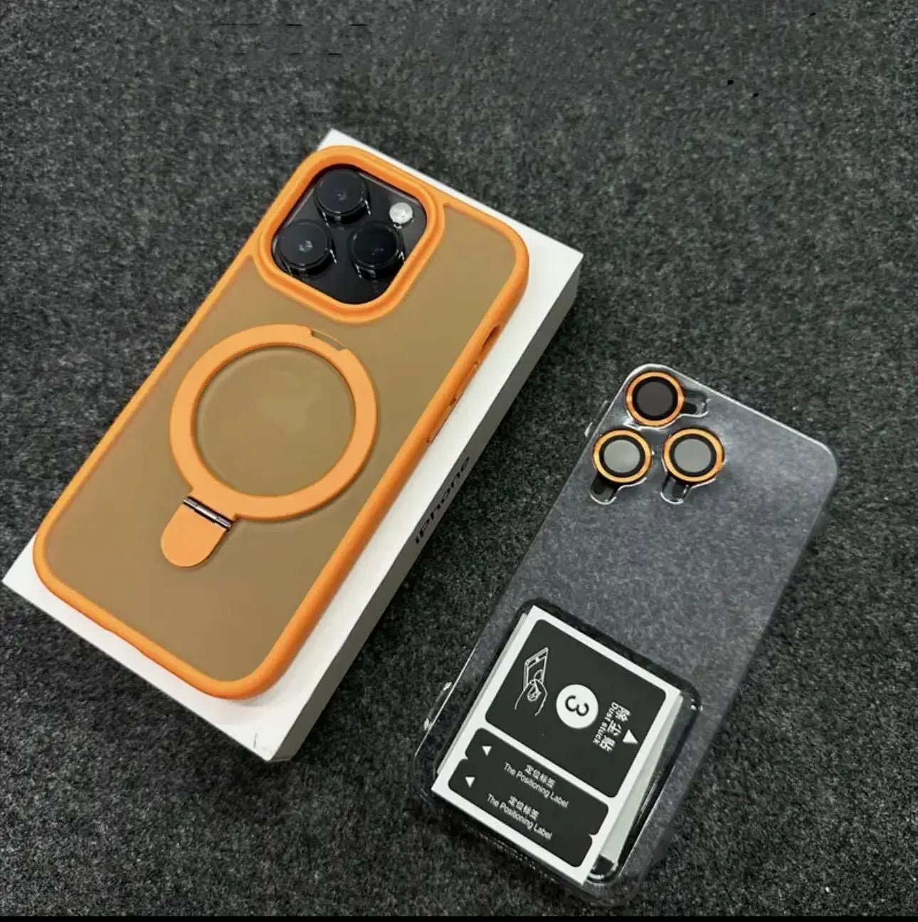 MagSafe Magnetic Metal Ring Case - Matte Protective iPhone 12-17 Pro Max Cover with Lens Protector and Stand Grip Design