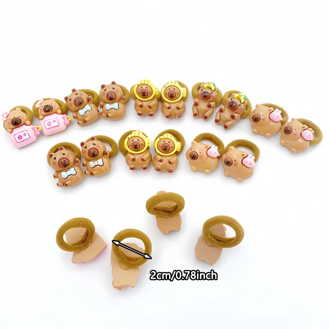 10Pcs Cute Capybara Hair Ties - Colorful Cartoon Resin Hair Accessories for Girls and Kids’ Everyday Hairstyles