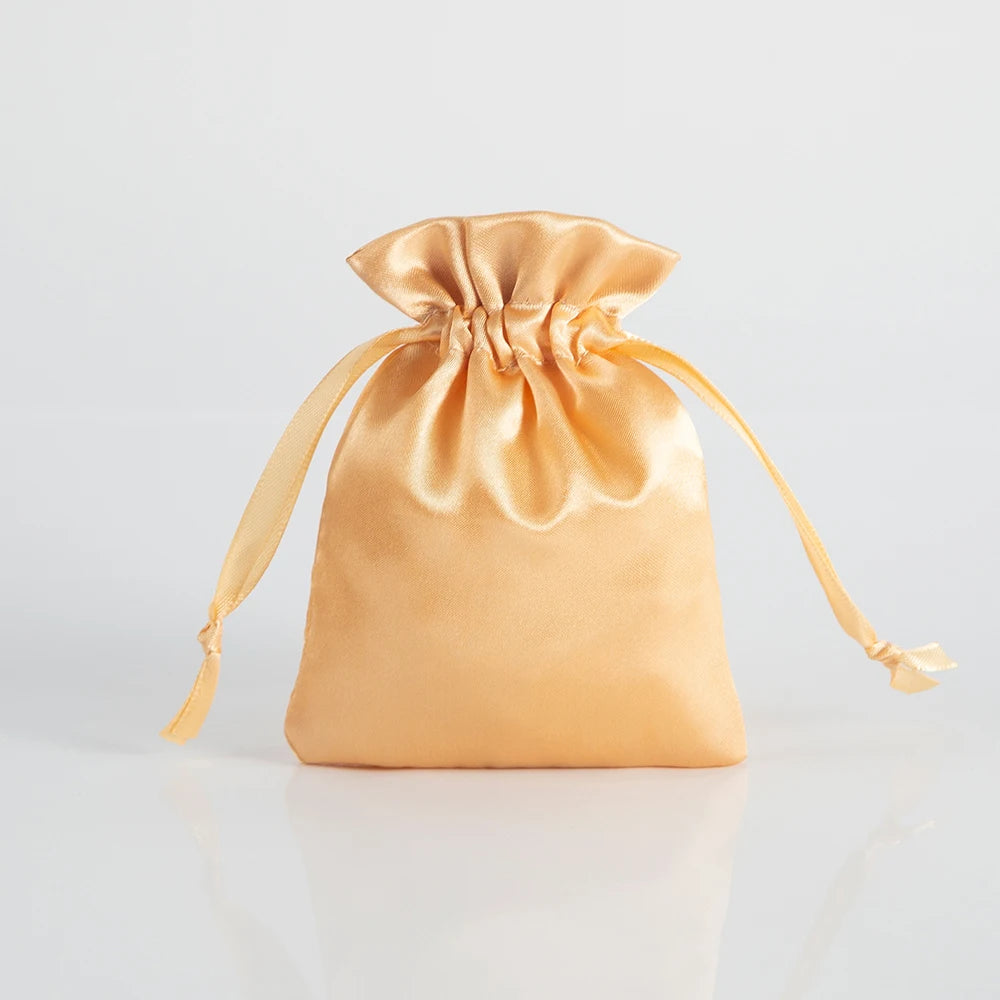 100PCS Silk Satin Jewelry Gift Bags – Drawstring Pouches for Necklace, Bracelet & Earrings, Wedding Party Favor & Christmas Gift Packaging, Custom Logo Ready