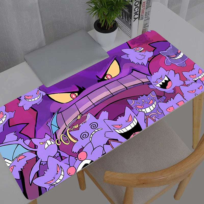 Kawaii Pokémon Gaming Mouse Pad - Gengar and Pikachu Anime Desk Mat for Computer, Keyboard, and Gaming Accessories