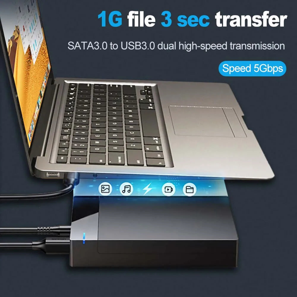 3.5 Inch USB 3.0 to SATA External Hard Drive Enclosure Case for SSD/HDD up to 10TB – PC & Laptop Compatible