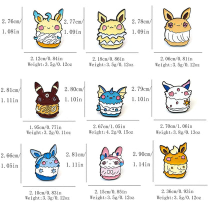 9-Piece Eevee Anime Enamel Pin Set - Cute Elf and Fox Cartoon Brooches for Backpacks, Lapels, and Gifts for Friends
