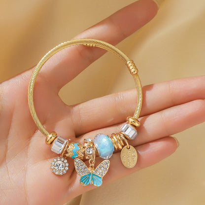 Women's Stainless Steel Pan Family Bracelet – Stylish Multi-Element Accessory for Daily Wear & Gifts