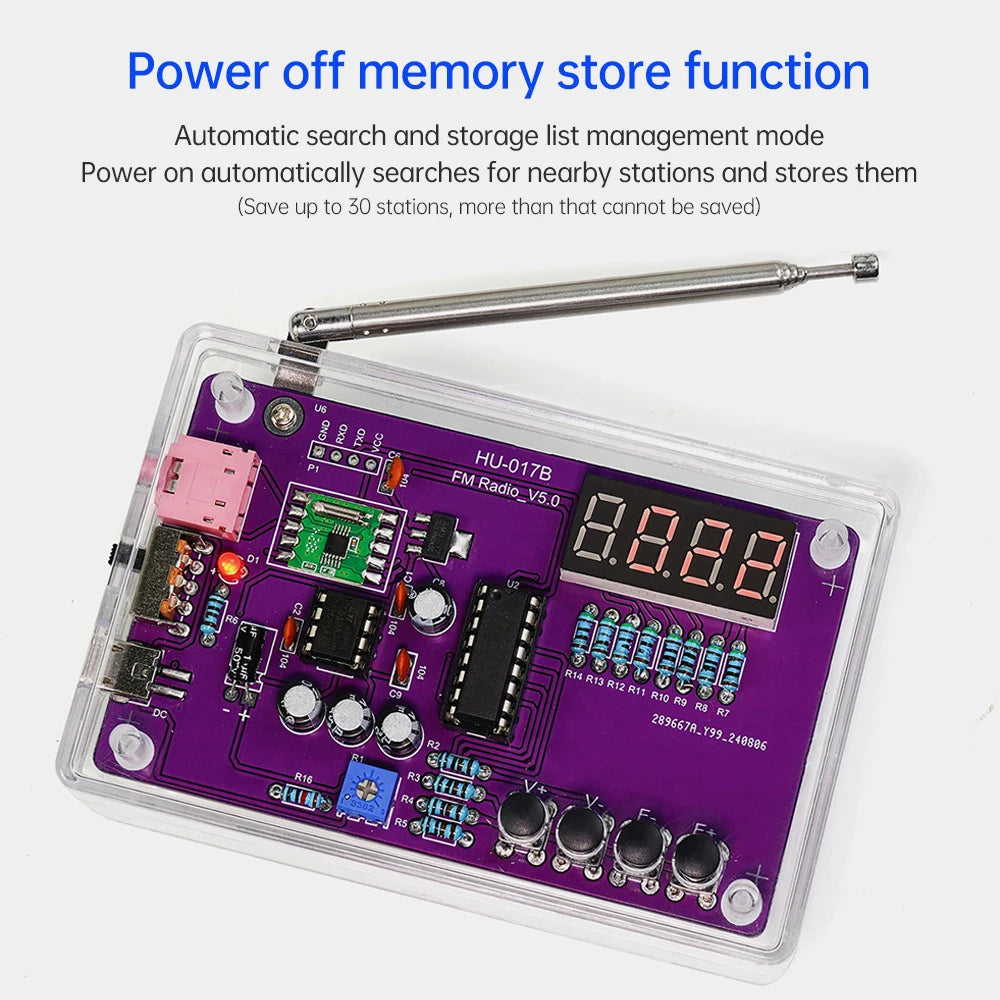 RDA5807S DIY FM Radio Kit - 87–108MHz Adjustable Frequency Digital Display Soldering Project for Electronics Practice