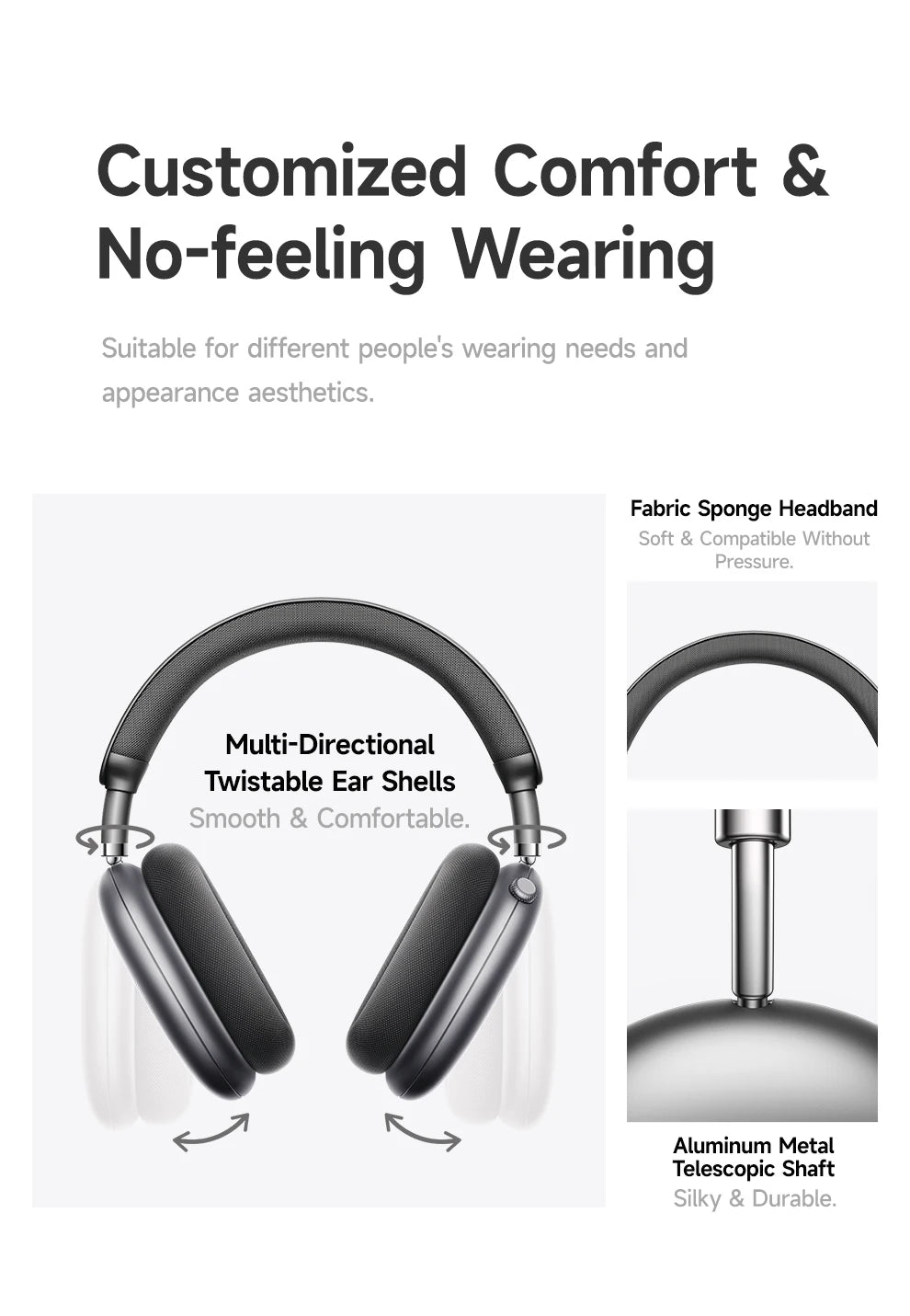 Picun F8 Pro ANC Wireless Headphones — Head Tracking 3D Audio, HIFI Bluetooth, ENC Mic, Low-Latency with App