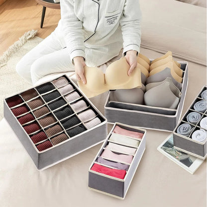 Foldable Underwear & Sock Organizer Box – Wardrobe Drawer Storage Divider for Bras, Pants, Scarves & Ties Closet Organizer