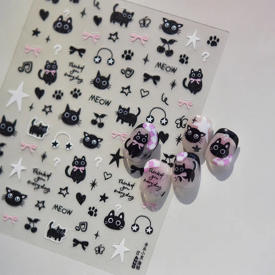 Chibi Anime Nail Stickers - Cute Susuwatari Cartoon Self-Adhesive Nail Art Decals for Kawaii DIY Manicure
