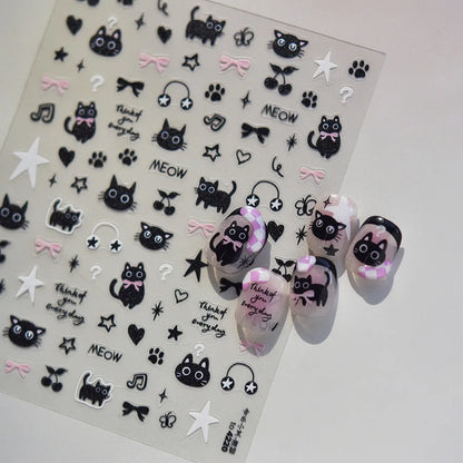 Chibi Anime Nail Stickers - Cute Susuwatari Cartoon Self-Adhesive Nail Art Decals for Kawaii DIY Manicure