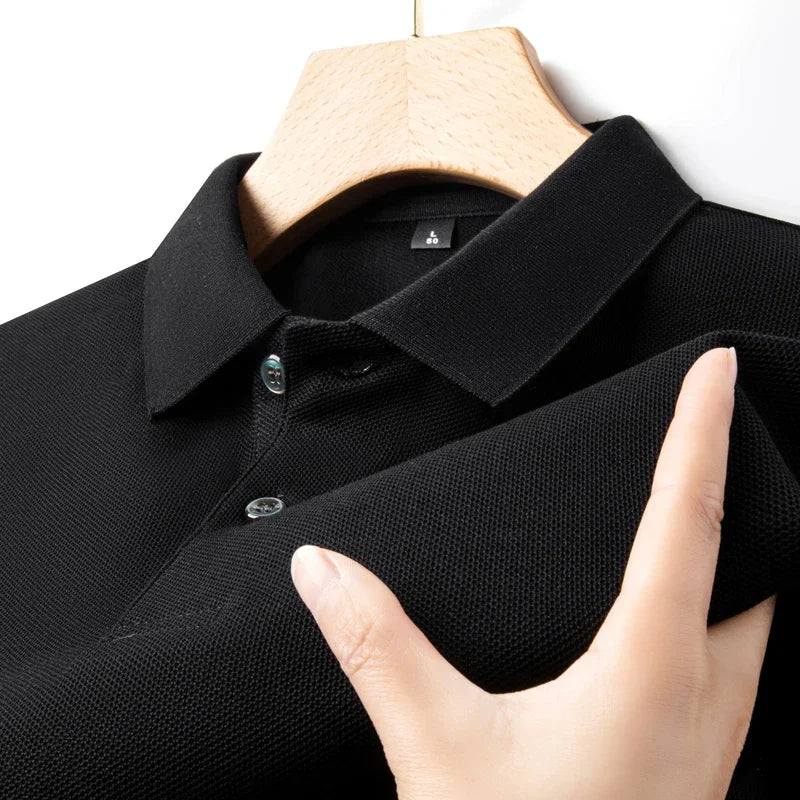 Men's 100% Cotton Polo Shirt - Breathable Summer Golf & Business Casual Tee with Silk-Like Finish
