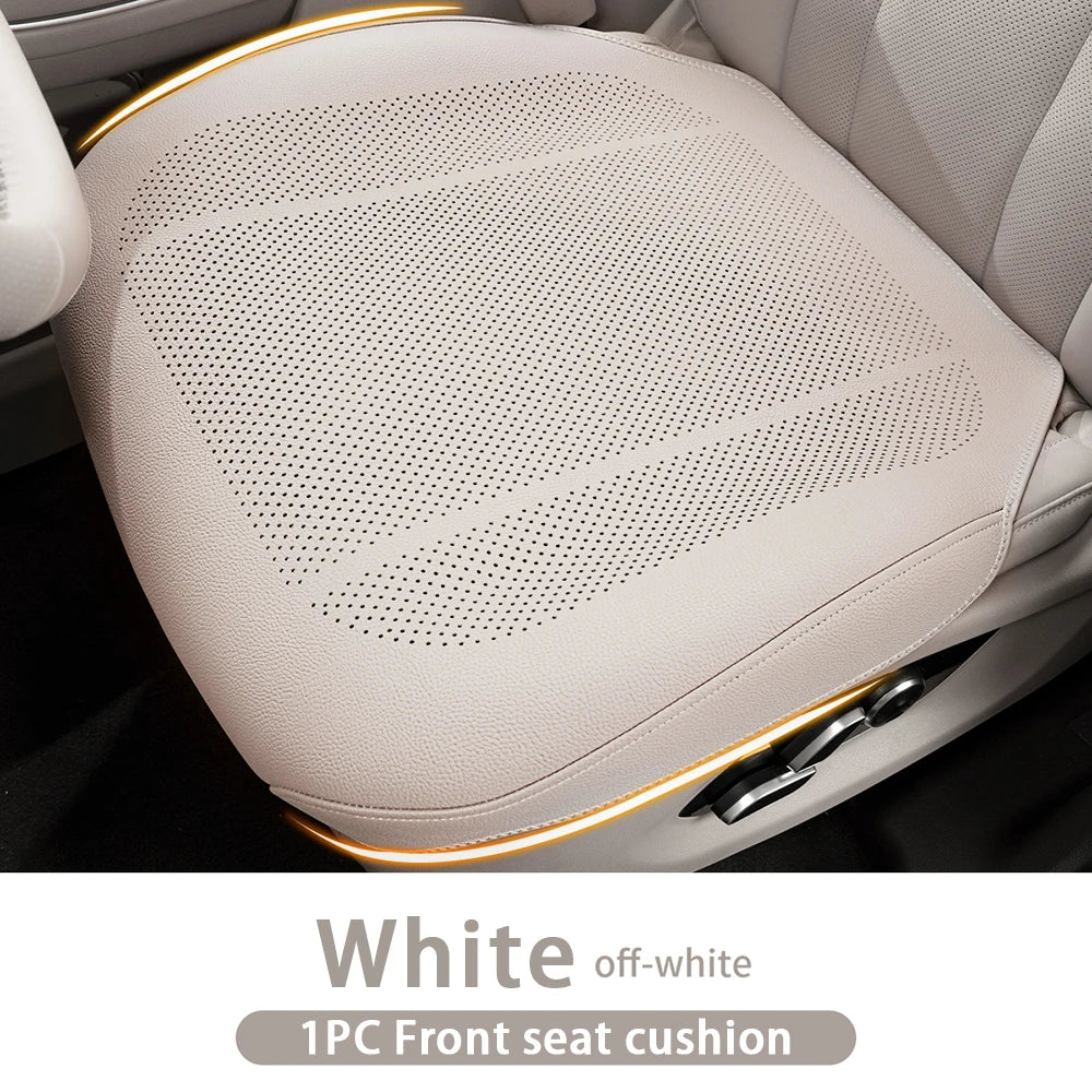 Universal Leather Car Seat Cushion - Breathable Perforated Four-Season Seat Cover