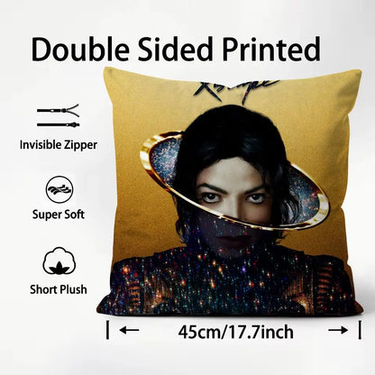 Michael Jackson Cushion Cover - Soft, Easy-Wash Decorative Pillowcase for Sofa, Bed, Office & Travel