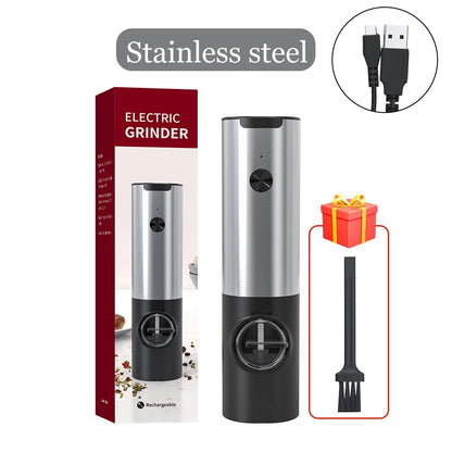 USB Rechargeable Electric Salt & Pepper Grinder – Adjustable Roughness for Freshly Ground Pepper and Spice Powder