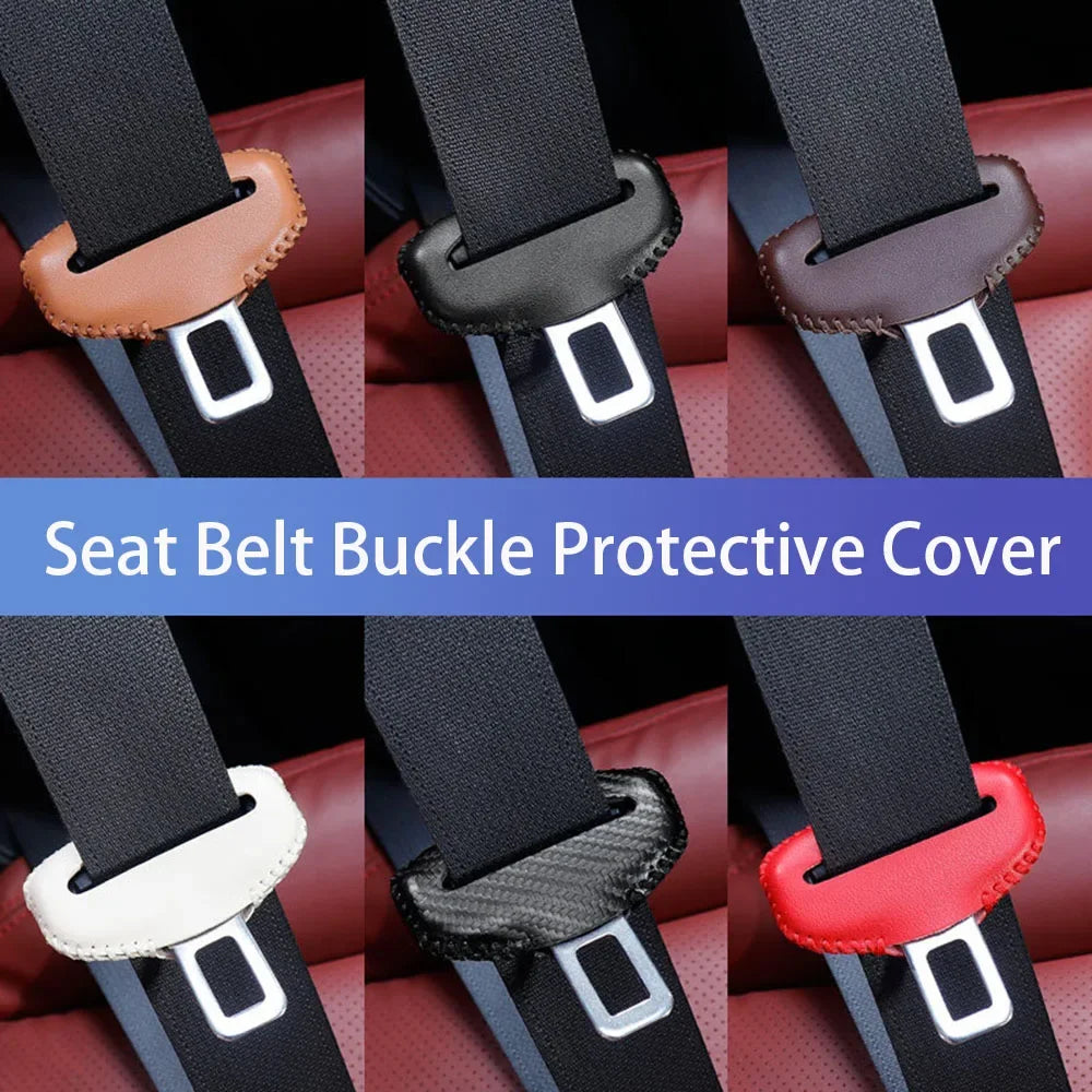 Universal Car Seat Belt Buckle Cover — PU Leather Anti-Collision Protector for Car Interior Accessories
