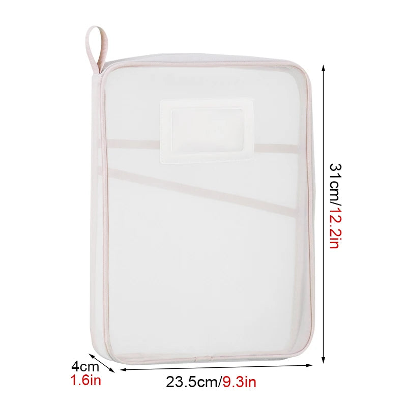 A4 Double-Layer Mesh Zipper Bag – Large Capacity Stationery Storage Organizer for School and Office Supplies