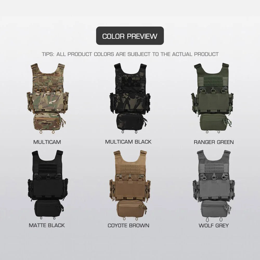 Tactical Vest LV119 Plate Carrier Set – Lightweight OTB Maritime Airsoft Hunting Vest with Underbelly Bag & Triple Mag Pouch