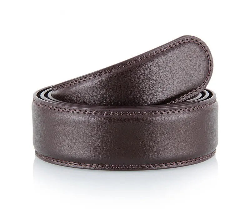 Men's Ratchet Leather Belt – Adjustable Strap with Free Buckle Replacement for Cowboy Style