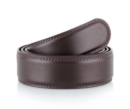 Men's Ratchet Leather Belt – Adjustable Strap with Free Buckle Replacement for Cowboy Style