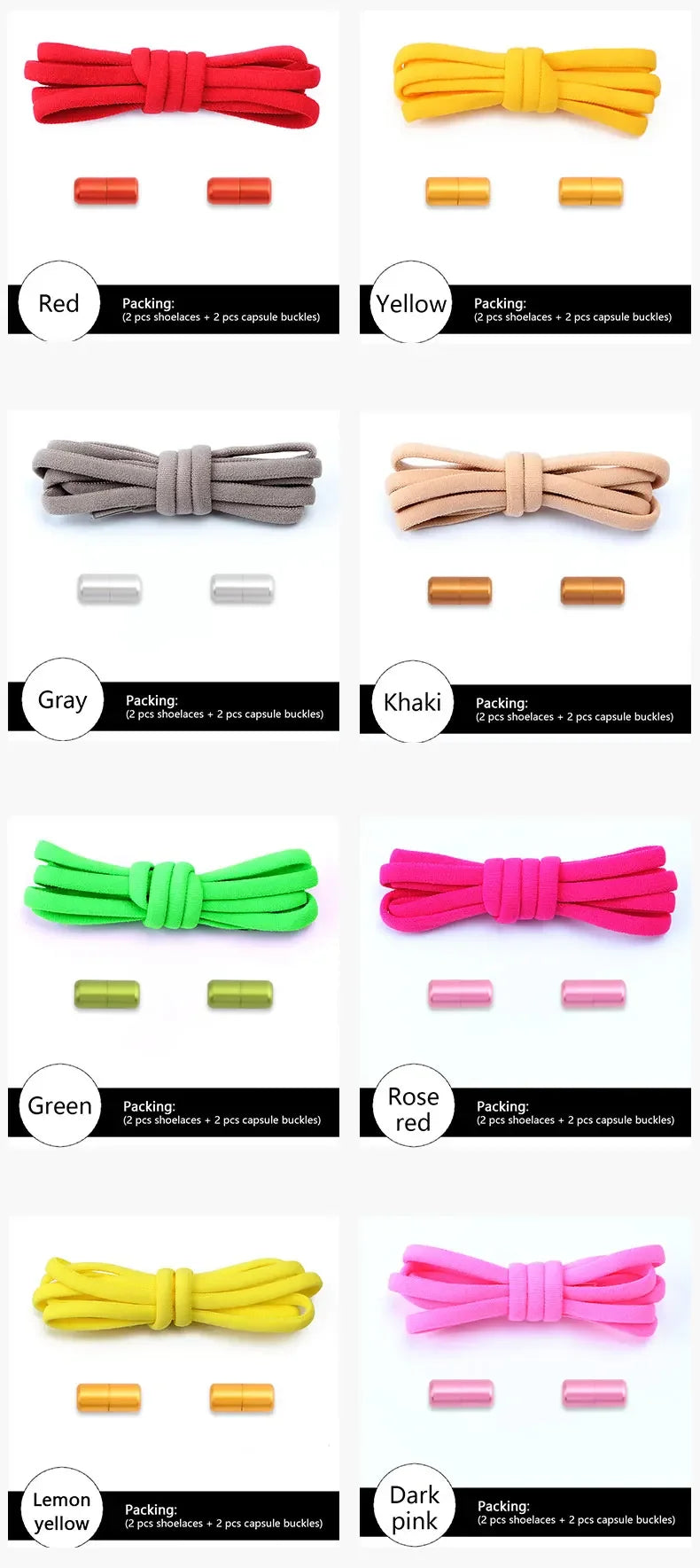 New Colorful Elastic No-Tie Shoelaces – Round Sneakers Laces for Kids & Adults