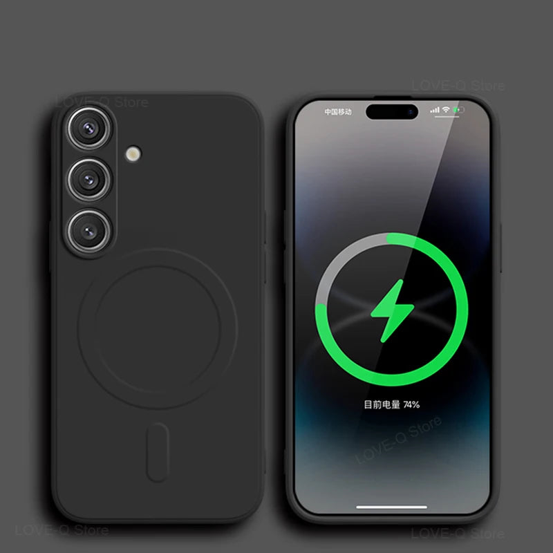 MagSafe Magnetic Silicone Case - Soft Wireless Charging Cover for Samsung Galaxy S26 S25 S24 S23 Ultra Plus FE