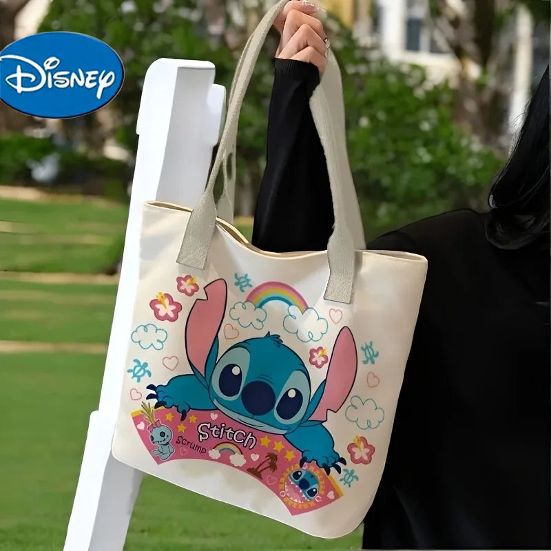 Disney Cartoon Canvas Messenger Bag – Large Capacity Casual Tote & Schoolbag for Students, Shopping & Everyday Use