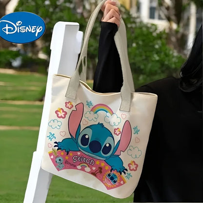 Disney Cartoon Canvas Messenger Bag – Large Capacity Casual Tote & Schoolbag for Students, Shopping & Everyday Use