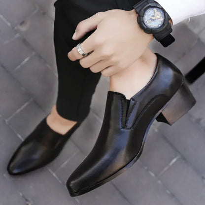 Men’s Genuine Leather Pointed Toe Shoes - Business Wedding Dress Loafers with Stylish Formal Design