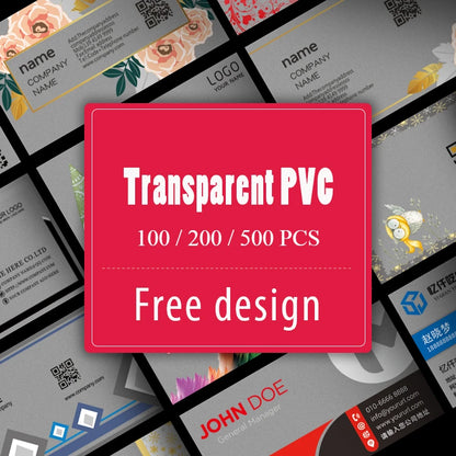 100/200/500 PCS Transparent PVC Business Cards – Custom Logo, Colorful Printing, Personalized Thank You Cards 0.38mm