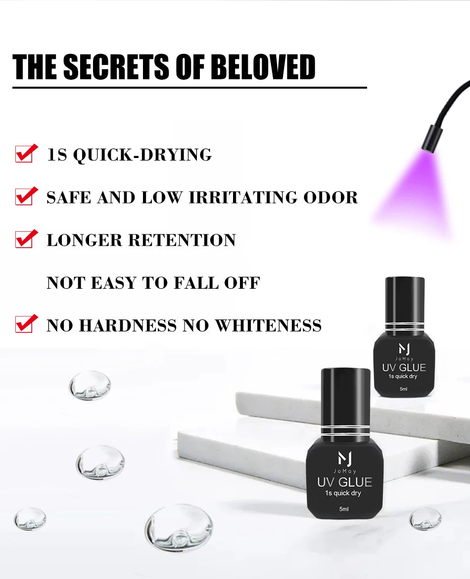 JOMAY UV Eyelash Extension Glue – 0.1s Fast-Drying, Strong & Long-Lasting Adhesive