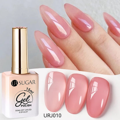 UR SUGAR 15ml Jelly Milky White Gel Polish – Translucent UV Soak Off Nail Art Varnish Semi-Permanent Fashion Nail Color