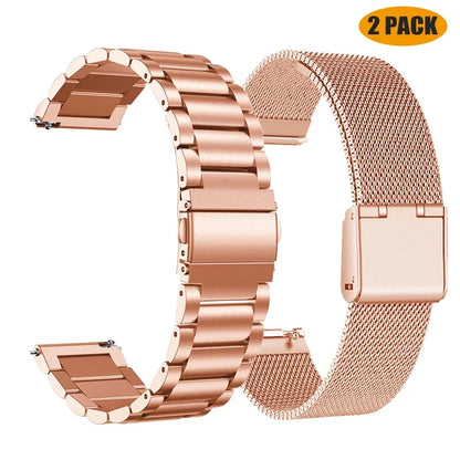 22mm/20mm Metal Watch Strap – Compatible with Garmin Vivoactive 3/4/5, Forerunner 245/645/745/965, Venu 2/3, SQ2 Music