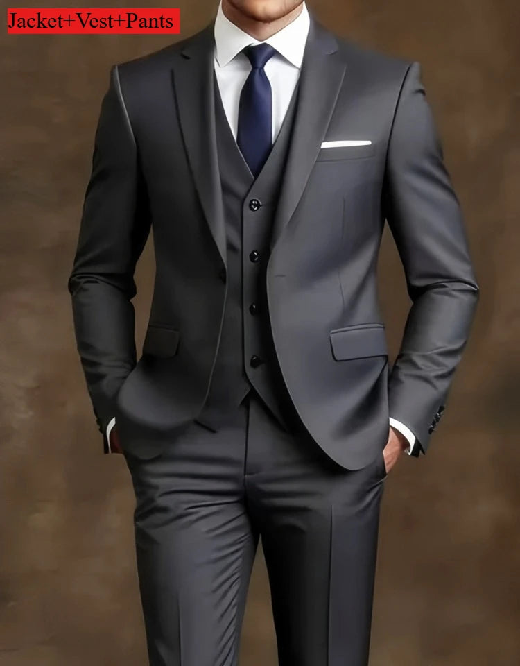 Men's Slim Fit Tuxedo Suit Set - Elegant Black Formal Suit for Weddings, Business & Special Occasions
