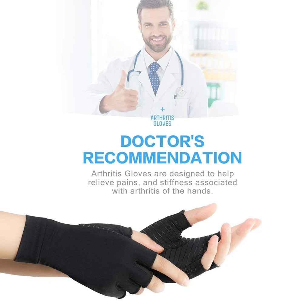 Copper Arthritis Compression Gloves – Fingerless Hand Support for Pain Relief, Swelling & Carpal Tunnel