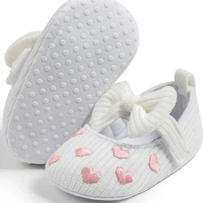Meckior Baby Girl Shoes — Spring & Autumn Cotton Sole Moccasins with Bow, Anti-Slip First Walkers for Newborns & Toddlers