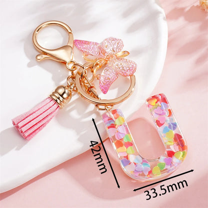 A-Z Letter Pendant Keychain - Tassel Key Ring Charm for Women & DIY Jewelry Making