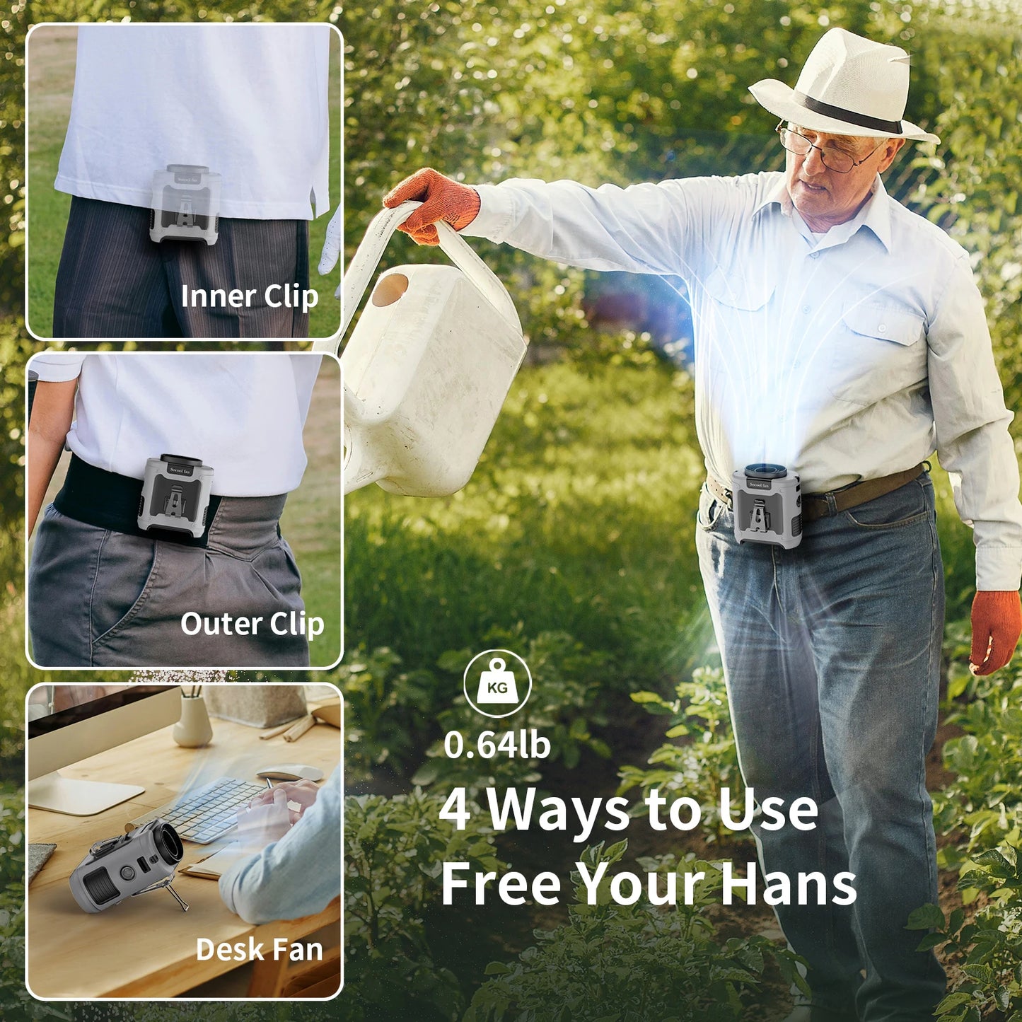 Socool 10000mAh Portable Waist & Neck Fan — Handheld Ultra-Strong Wind with Phone Charging & LED Light for Outdoor Work
