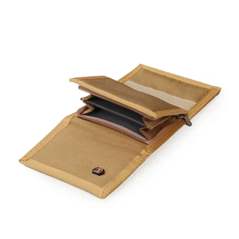 Men's Korean Tri-Fold Coin Purse – 5 Colors, Slim Canvas Wallet, Multifunctional Card Holder