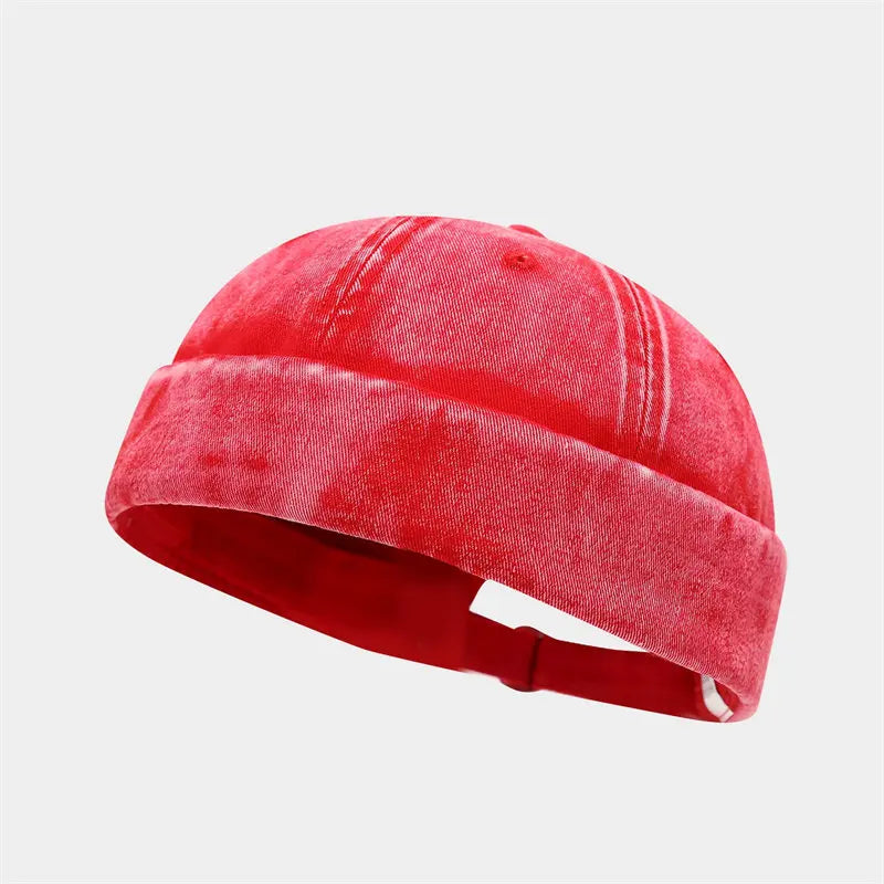 Cotton Print Docker Cap - Four Seasons Brimless Sailor Style Hat for Men & Women