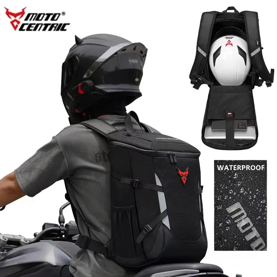 MOTOCENTRIC 28L Motorcycle Backpack - Waterproof, Outdoor Sports Riding Helmet Locomotive Backpack for Business Travel, Laptop Bag