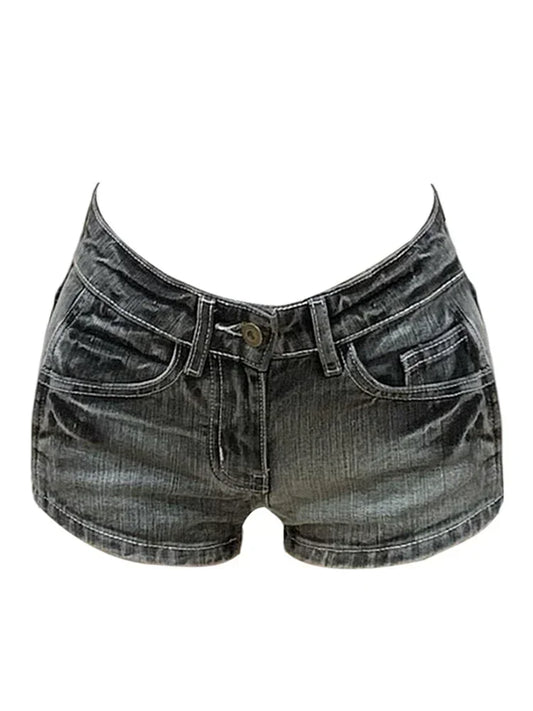 Summer Women’s Y2K Streetwear Gyaru Harajuku Vintage Low Rise 2000s Denim Jean Shorts Hot Pants