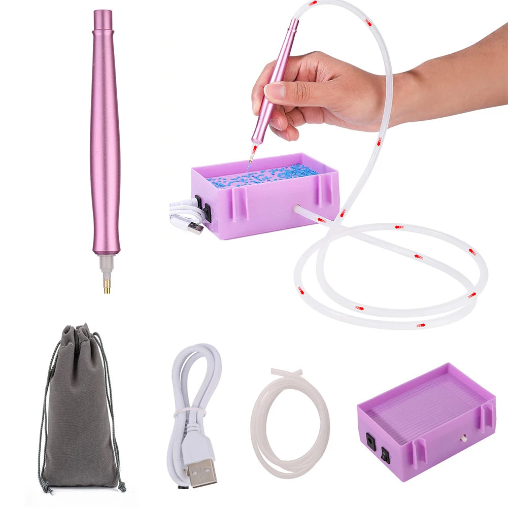 DIY Electric Diamond Painting Pen Set — Portable USB Vacuum Suction Kit