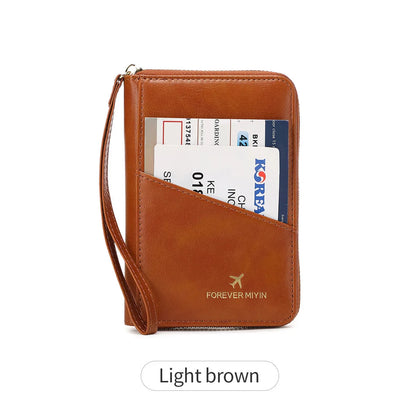 New Retro RFID PU Leather Passport Bag – Fashionable Multifunctional Passport Cover & Travel Clip for Men & Women