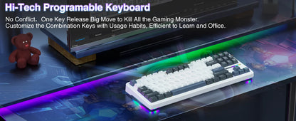 AULA F87 Pro 75% TKL Mechanical Gaming Keyboard – Wireless, Hot-Swap, RGB, Bluetooth, Gasket Mount, New 2024 Colors