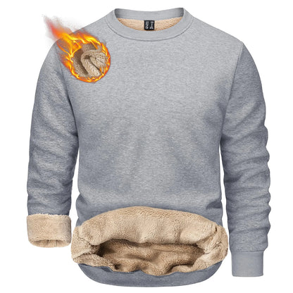 TACVASEN Men’s Winter Fleece Sweatshirt – Thicken Sherpa-Lined Crewneck Pullover, Warm Heavy Winter Top, No Hood