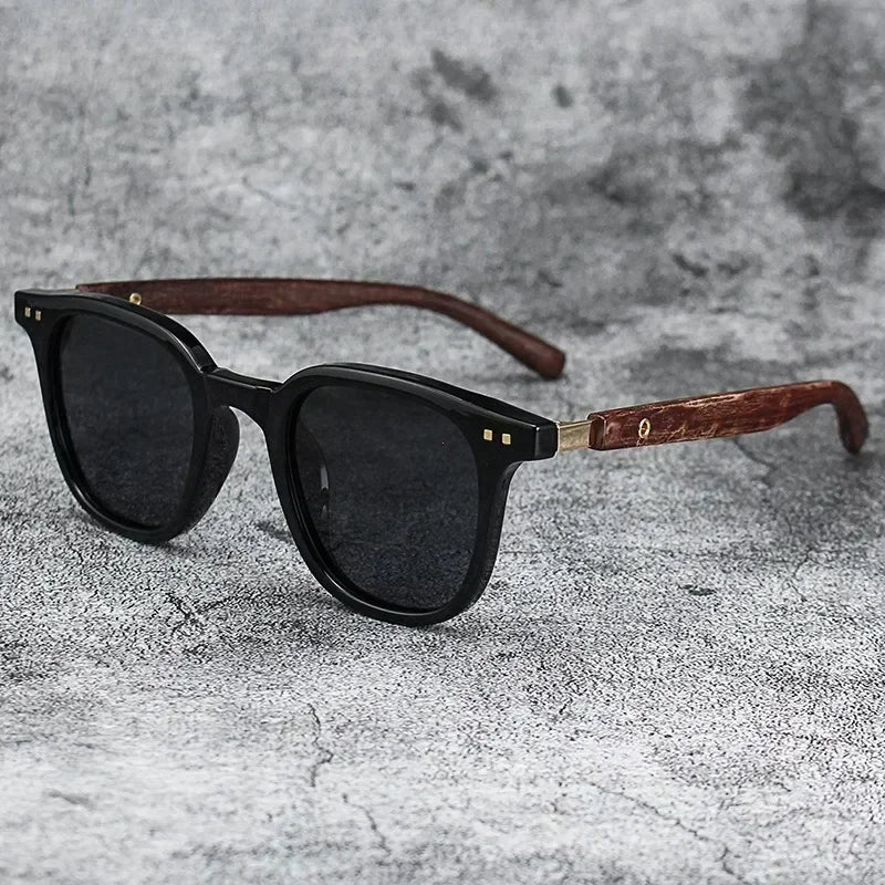 Retro Wood Grain Polarized Sunglasses for Men & Women – UV Protection Eyewear for Cycling, Outdoor & Street Photography