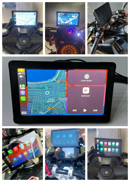 7-Inch Motorcycle GPS Navigation with Wireless Apple CarPlay & Android Auto – Waterproof Touchscreen Display, BT Connectivity, IPX7