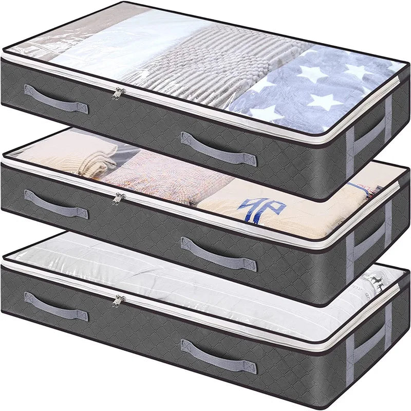Foldable Underbed Storage Organizer Bag – Large Capacity Dustproof Clothes & Quilt Wardrobe Storage Box