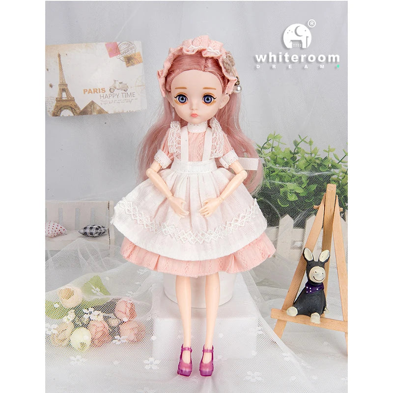 Slim 26cm BJD Doll for Girls – 13 Movable Joints with Princess Outfit, Blue Eyes & Eyelash Accessories