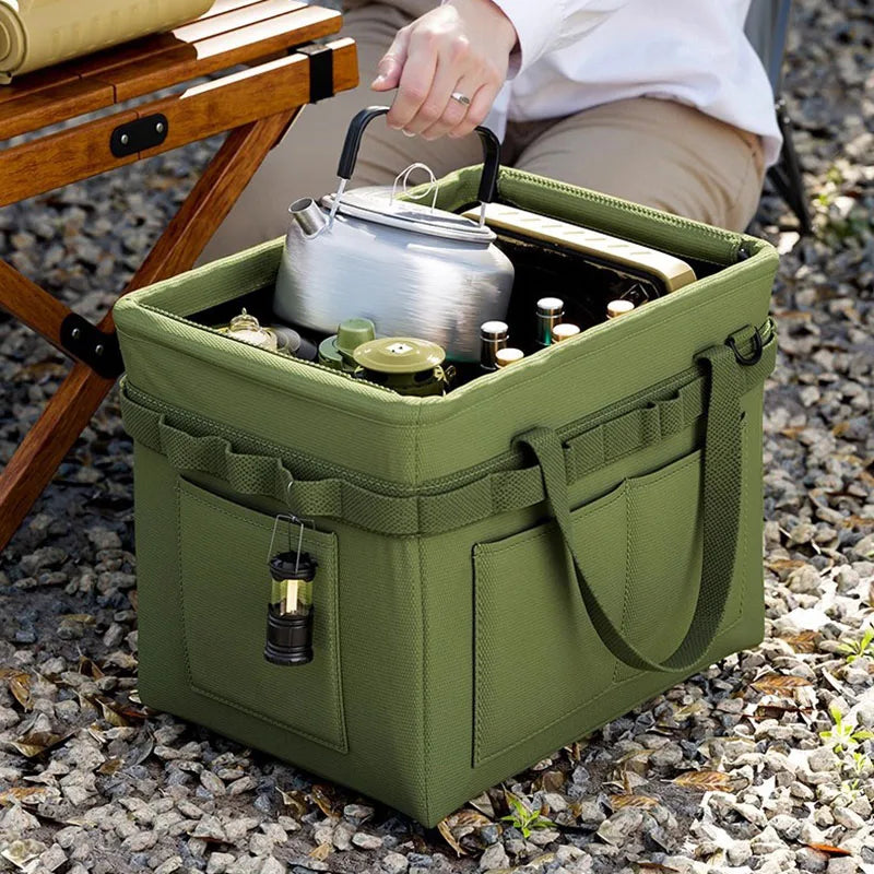 Heavy-Duty Foldable Tool Bag - Large Oxford Organizer with Side Pocket for Car Repair, Construction & Camping