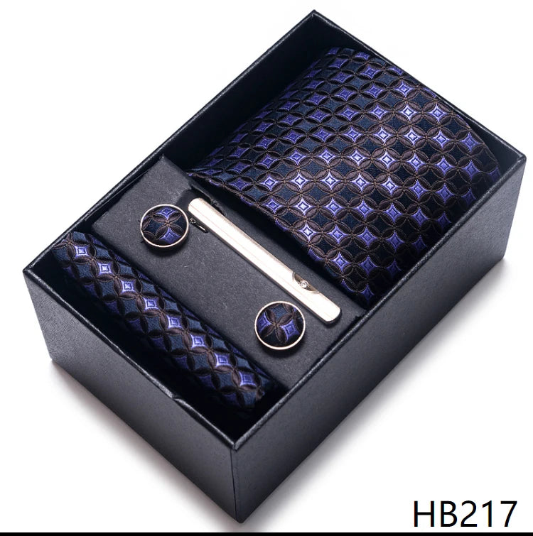 Men’s Tie and Pocket Square Gift Set – 2023 Mixed Colors Paisley Necktie in Box, Wedding Suit Accessory