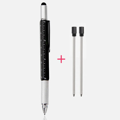 Luxury 6-in-1 Metal Ballpoint Pen — Multifunction with Ruler, Screwdriver, Touchscreen Stylus, and Spirit Level
